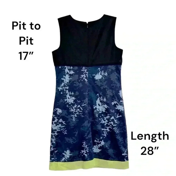 TAHARRI SZ 6 Sleeveless Dress Navy Blue with Floral Pattern and Contrasting Hem - Picture 4 of 6